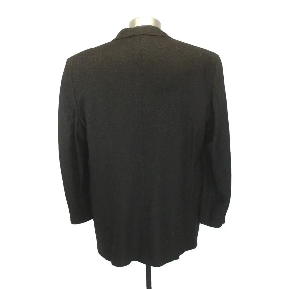 mens dark brown dotted Hart‎ Schaffner Marx blazer jacket sport suit coat 46 L
